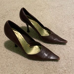 Brown leather heels